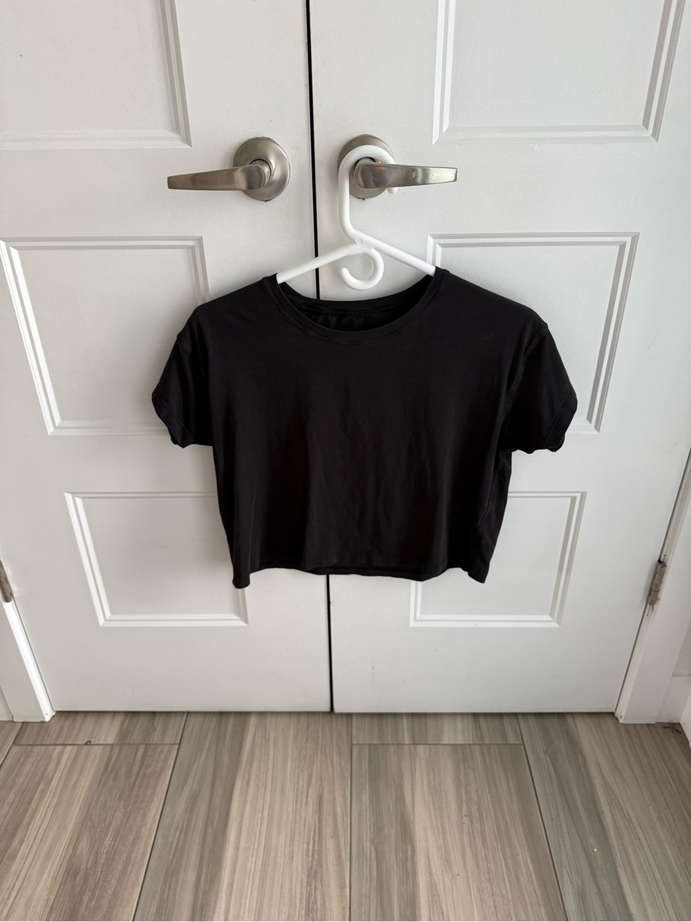 lululemon athletica Black Crop Tee - Short Sleeve Crew